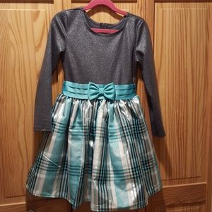 Metallic Grey and Turquoise Girls Dress